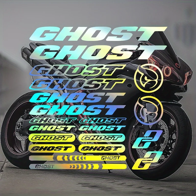 

1 комплект голографических наклеек для мотоцикла "GHOST", несколько стилей, идеально подходит для мотоциклов, ноутбуков и снаряжения для энтузиастов байкеров