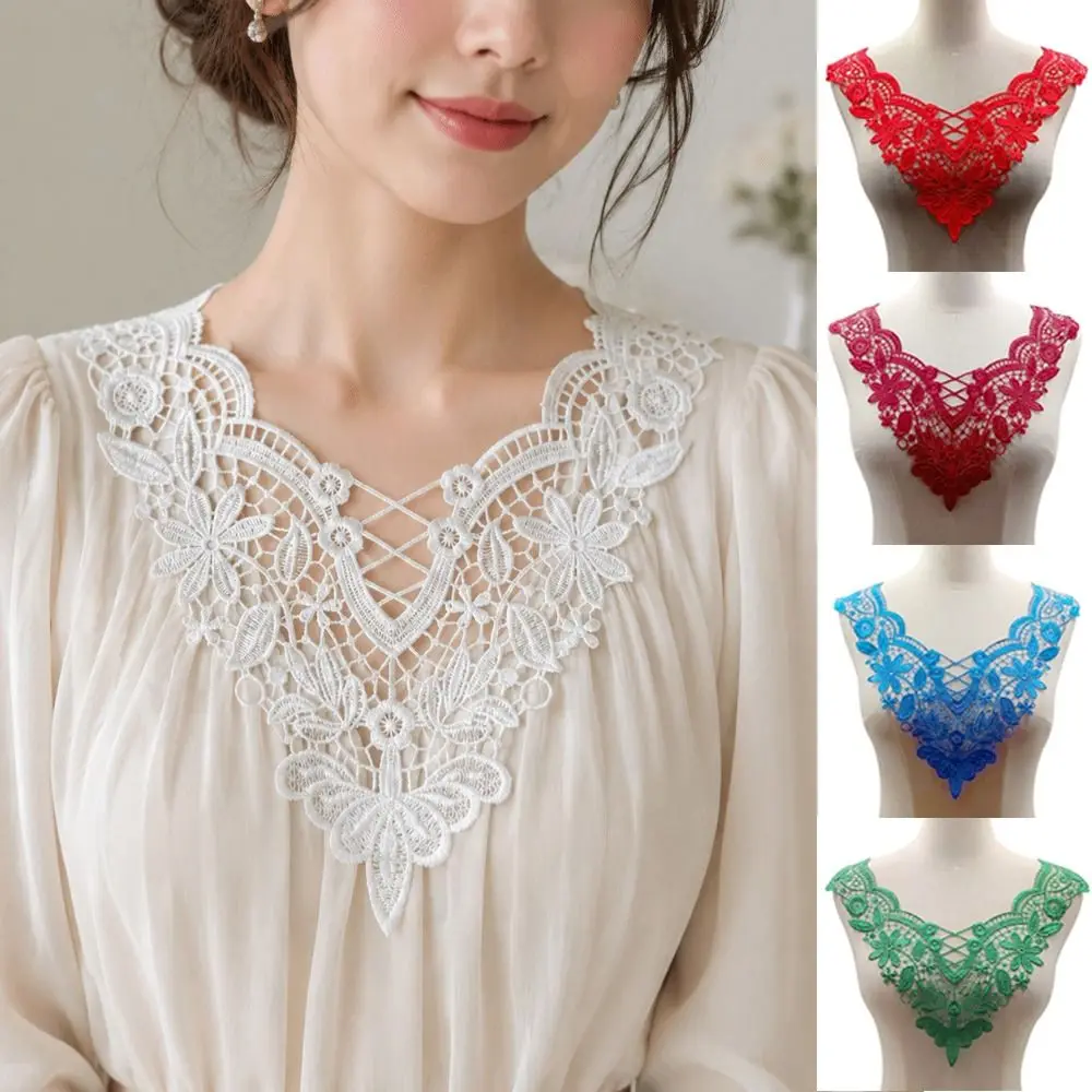 New Versatile Embroidered Flower Collar Handmade Exquisite Neckline Collar Applique Elegant Hollow Out Trim DIY Sewing Supplies