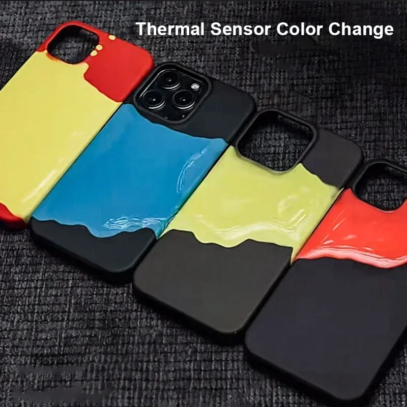 Temperature Sensing Discoloration Phone Case Back Cover For iPhone16 15 14 13 Pro Max 12 XS Max XR 8 7 Plus Thermal Sensor Cover