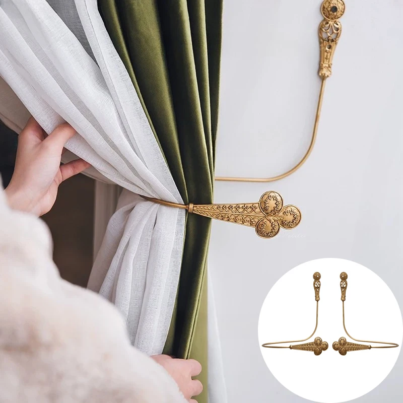 Wall Mounted Curtain Hook Bedroom Metal Curtain Storage Hook Retro Window Curtains Accessory Living Room Hanging Wall Decoration