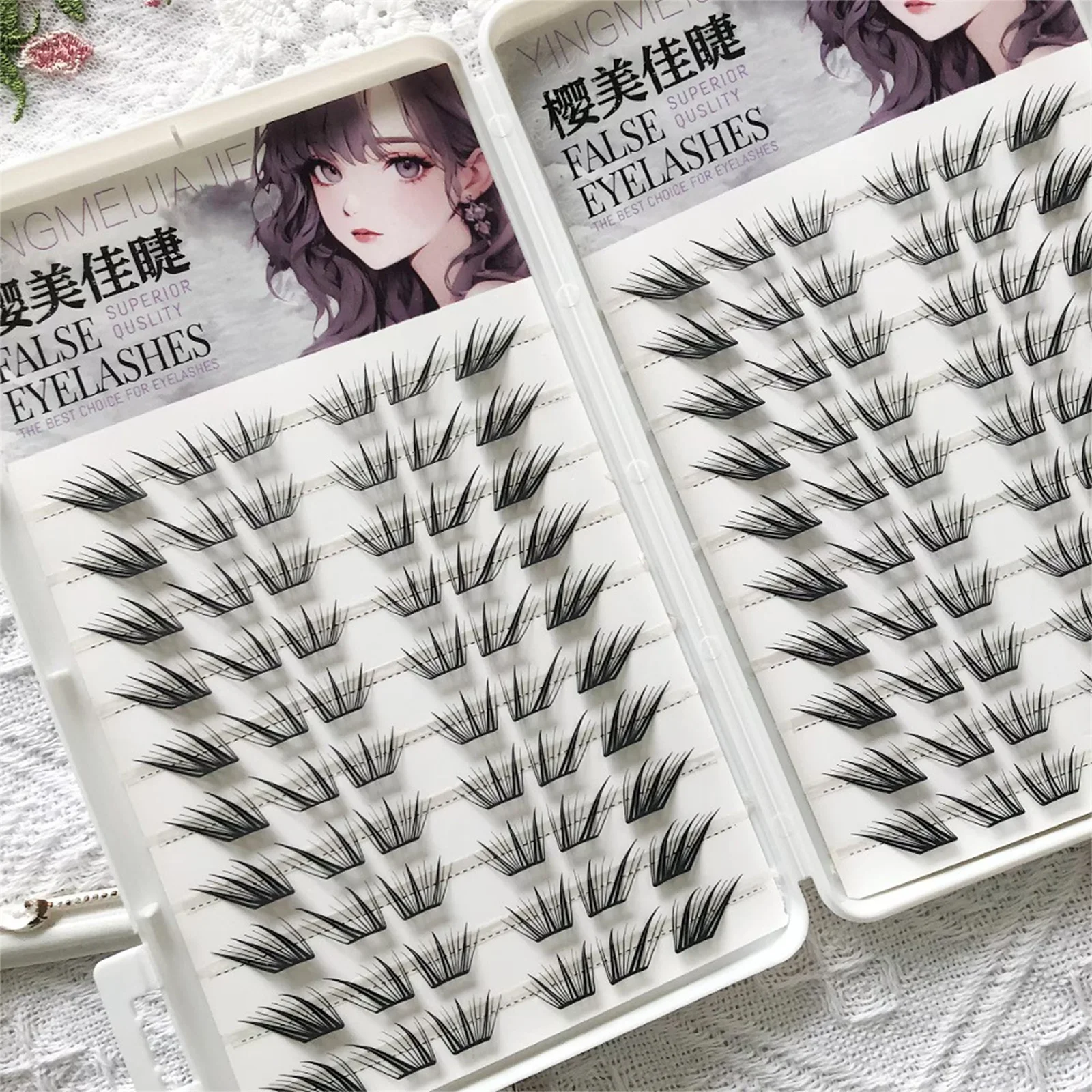 Pestañas postizas esponjosas, fibra suave y ligera, pestañas individuales estilo zorro volador Natural, extensión de pestañas en racimo, gran capacidad