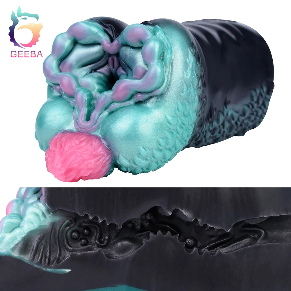 GEEBA Animal Wildebeest-Fantasy Silicone Horse Masturbator Soft Silicone Pocket Pussy Stroker Realistic Textured Vaginal Sex Toy