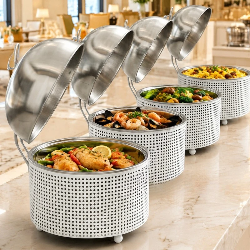 Golden 8L luxury round buffet stove, hotel wedding alcohol stove, insulated stainless steel buffet stove