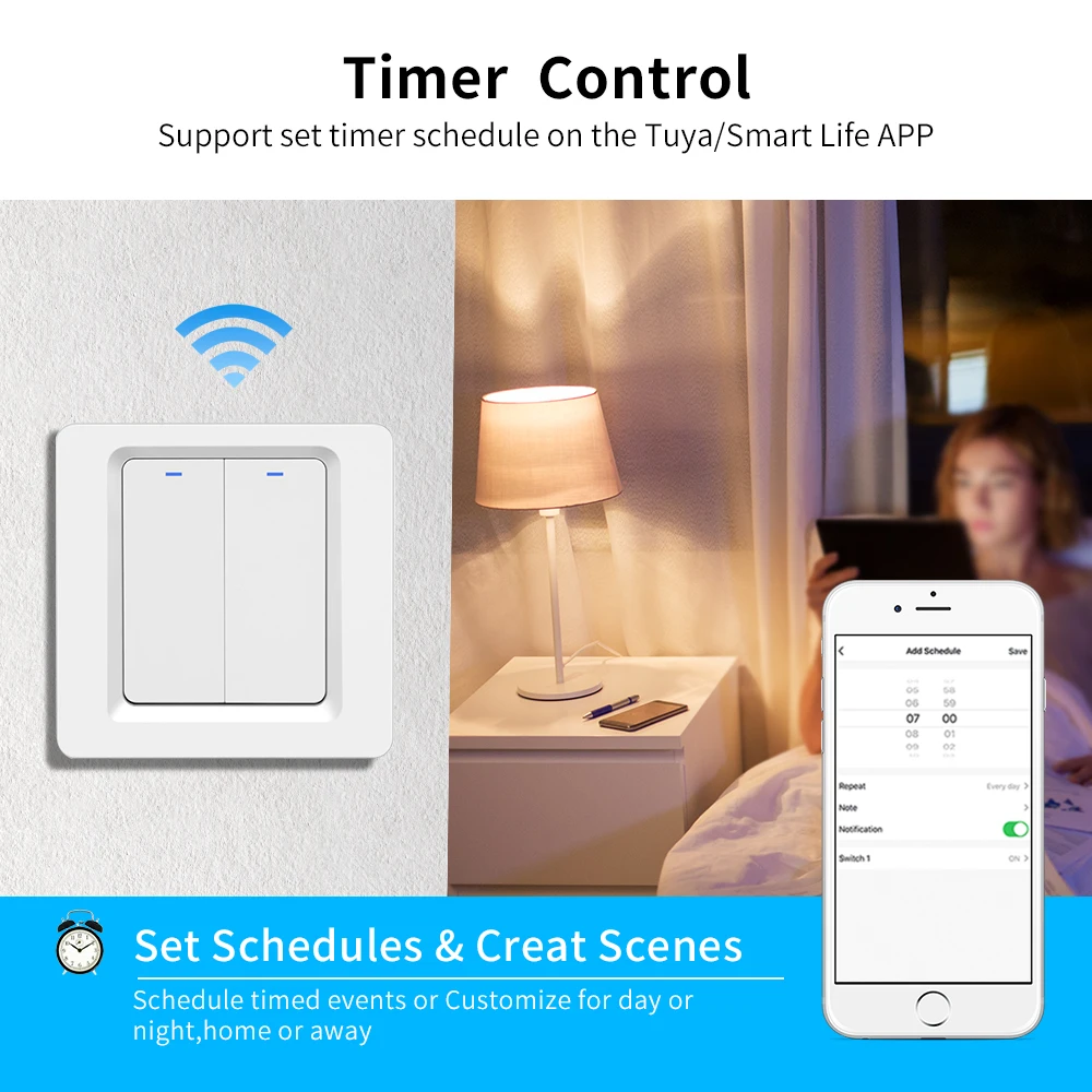 Smart Apple Homekit WiFi Switch Pusher Button Wall Light Switches EU 1/2/3 Gang Wireless Siri Voice Control Google Home Alexa