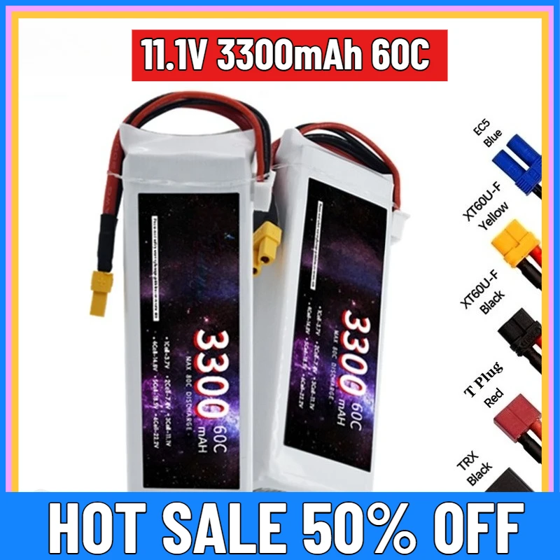 

11.1V 3300mAh 60C for Car Models Boat Models Rate Battery for Fixed-Wing UAVs Aerial Models