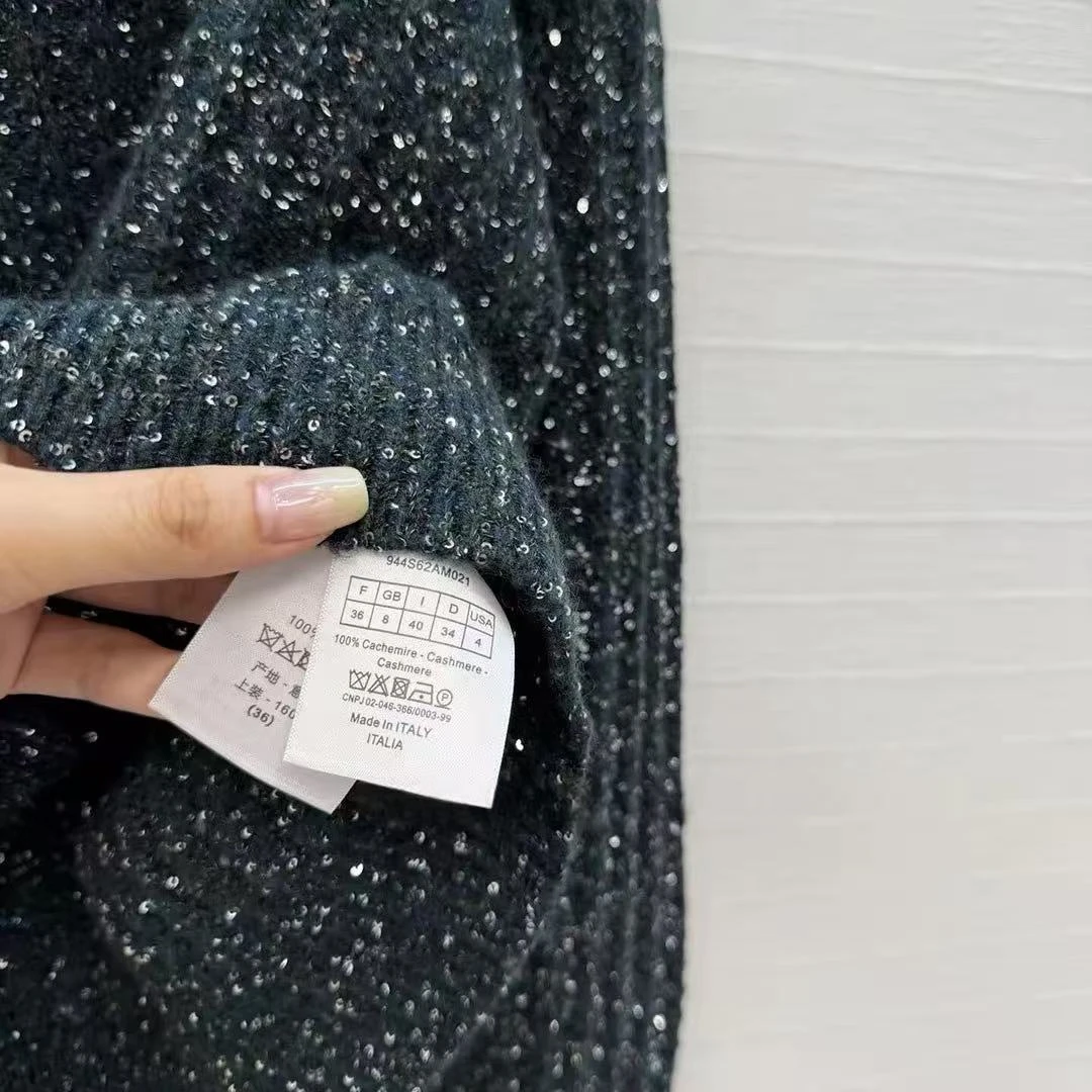2026 New Autumn Vintage Dark Green Embroidery Sequins Knit Cardigans Women O-neck Long Sleeve Metal Buttons Sweet Sweater Jumper view 5