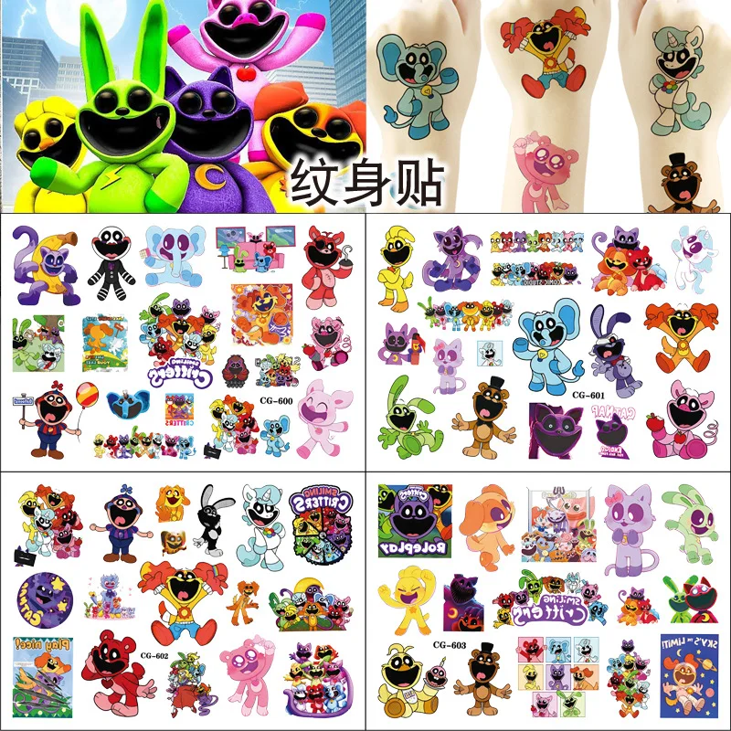 

1Pcs Smiling Critters Tattoo Stickers Temporary Tattoos For Kids Birthday Party Supplies Favors Cute Tattoos Stickers Decoration