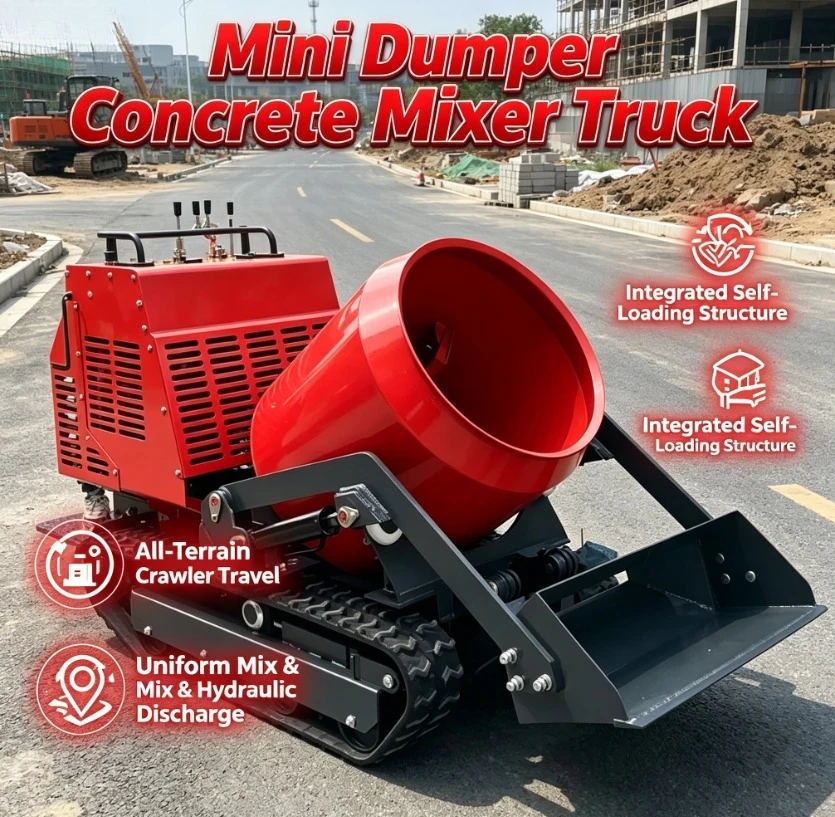 Customized CE EPA Certified 300L Mini Concrete Mixer With Tracked Self-loading Diesel Engine Pump Small Loader For Sale
