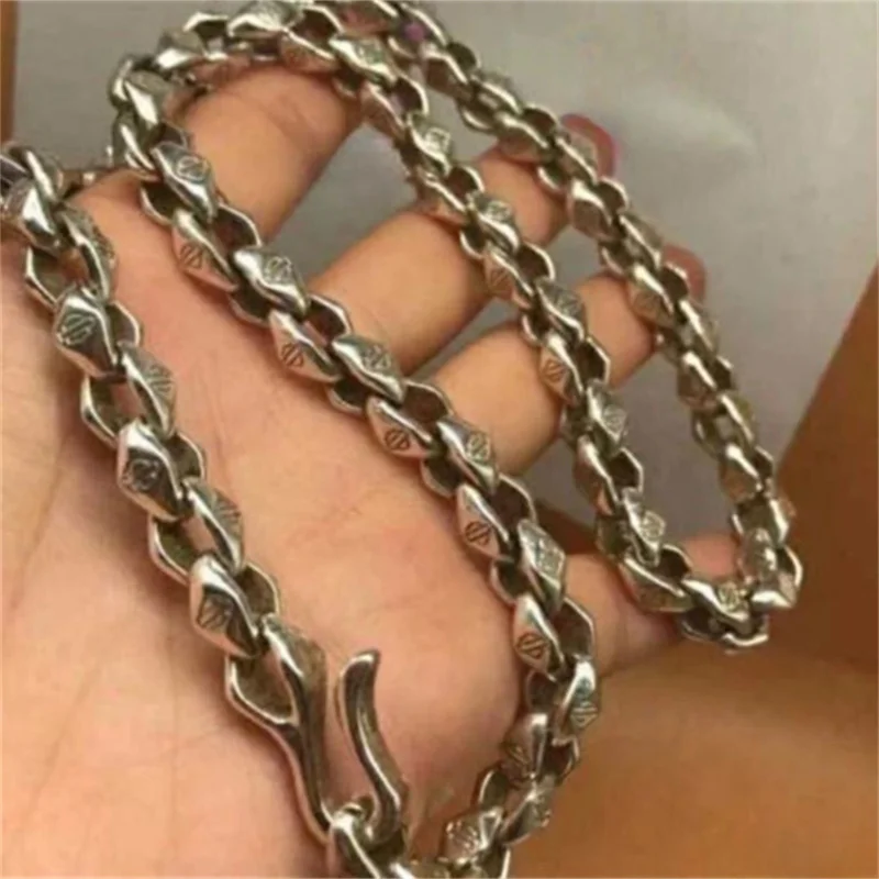 Mai Chuang/ Tibetan Silver Handmade 60cm String type Necklace Pendant Versatile Men and Women Trendy Fashion Personalized Gift