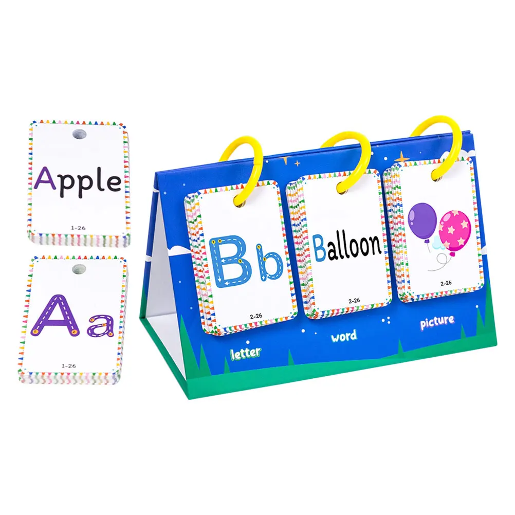 

1 set Early Education Alphabet Flash Cards English Learning Kids Toddlers Thickened Washable Portable Travel