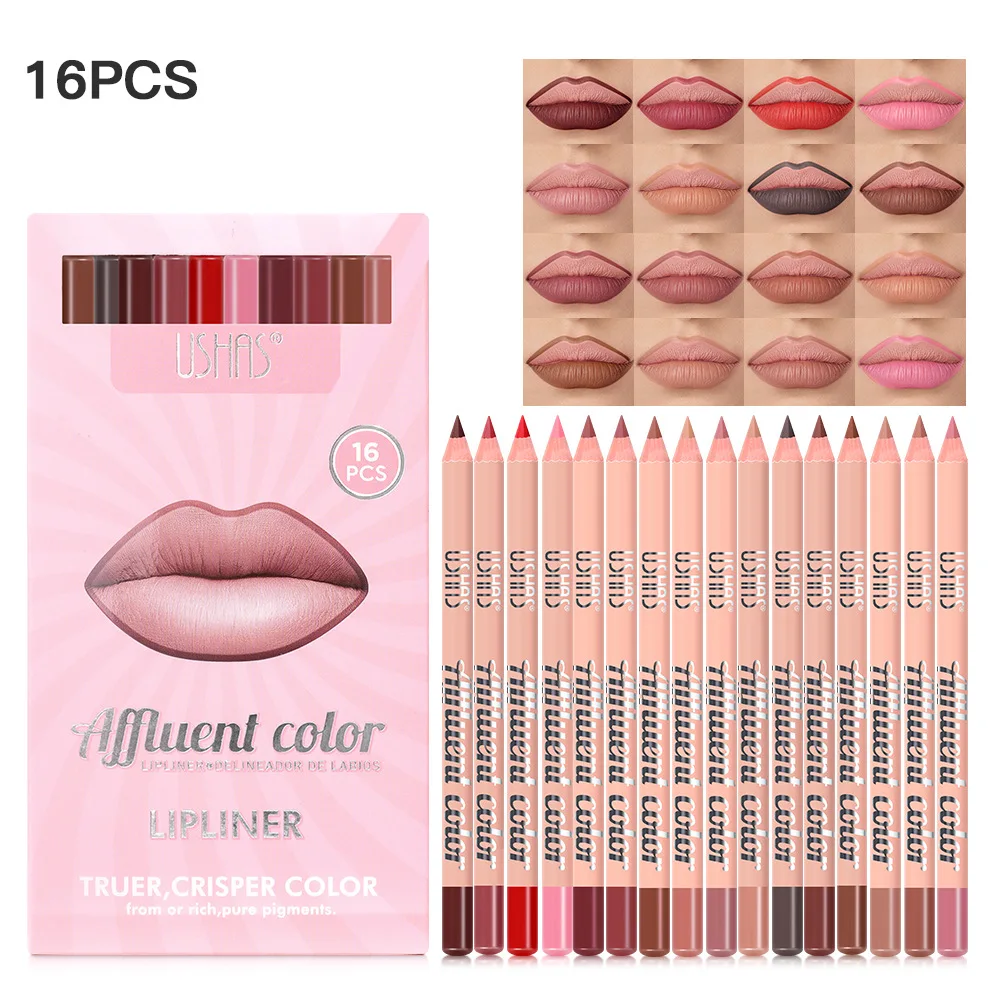 مجموعة تحديد الشفاه المكونة من 16 قطعة من USHAS، سهلة الاستخدام، مجموعة تحديد الشفاه الطويلة ثلاثية الأبعاد #1