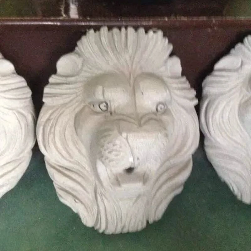 Stone water jet lion head fountain wall hanging yellow rust stone courtyard fish pond water feature wall pendant
