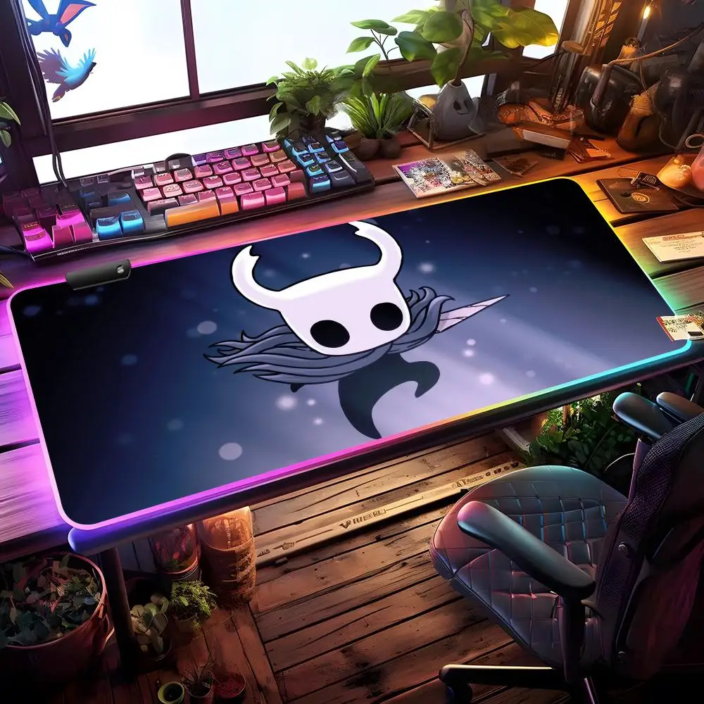 Hollow Knight Silksong Mouse Pad RGB Gaming Mouse Pad Desk Mat HD Gamer Large LED Light XXL MousePads