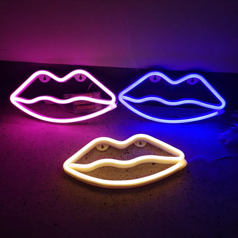 LED Mouth Neon Sign Light Festival Decoration Luminous Neon Lamp For Bedroom Living Room Party Home Decor Adult Kid Gift