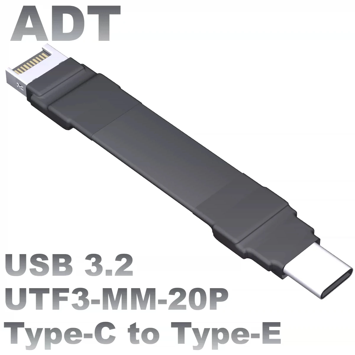 20Gbps USB 3.2 Gen2x2 Type C To 19/ 20PIN Type E Male to Male Straight Flat Ribbon Cable Adapter for ITX ATX Motherboard A4 Case