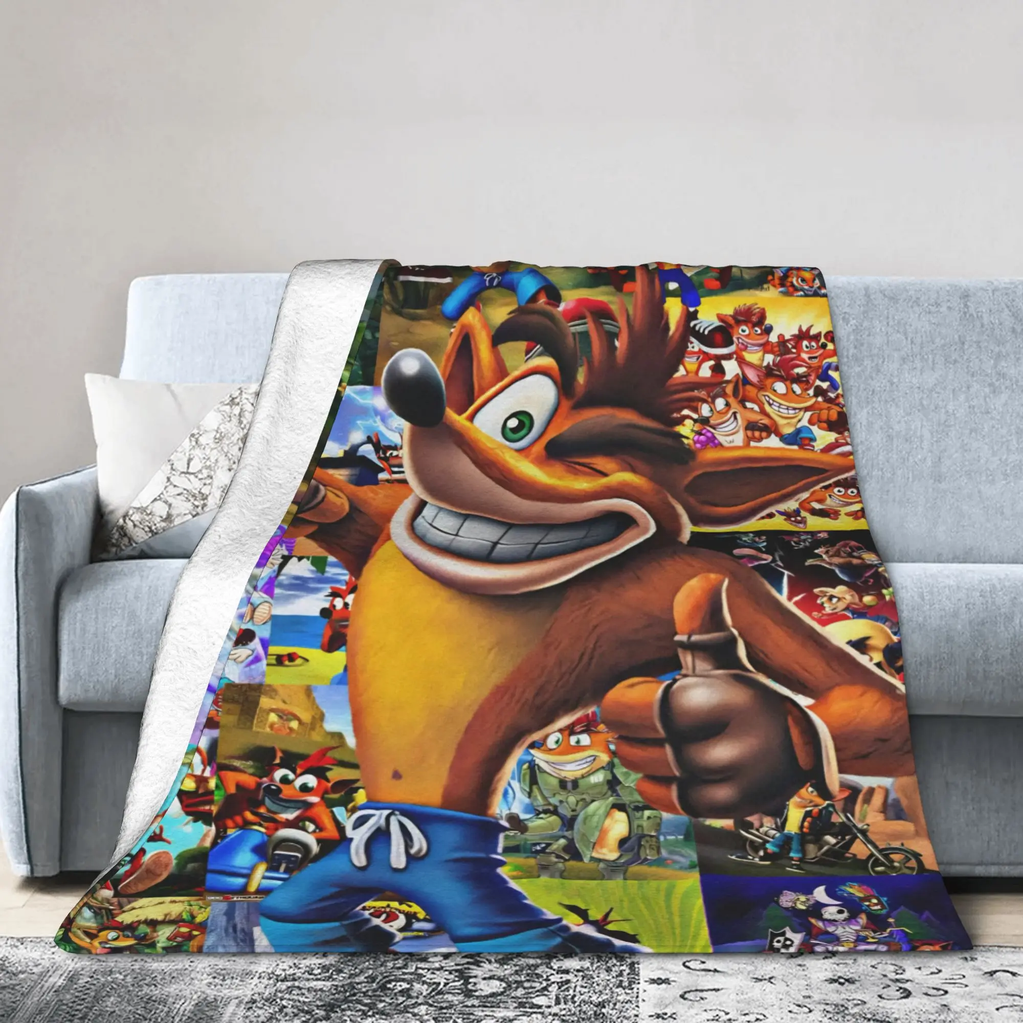 Crashed Game Bandicoots Flannel Throw Blanket  Blankets for Sofa Outdoor Lightweight Bedding Throws