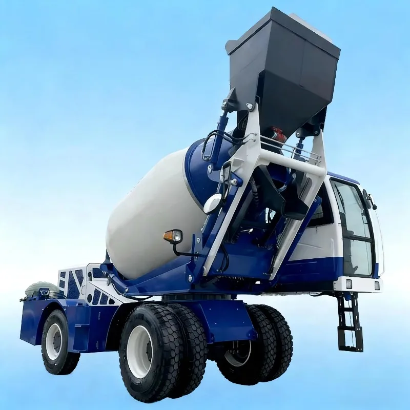 Mobile Self Loading Concrete Mixer Truck Diesel Cement Mixing Vehicle with Hydraulic Bucket for Engineering Projects