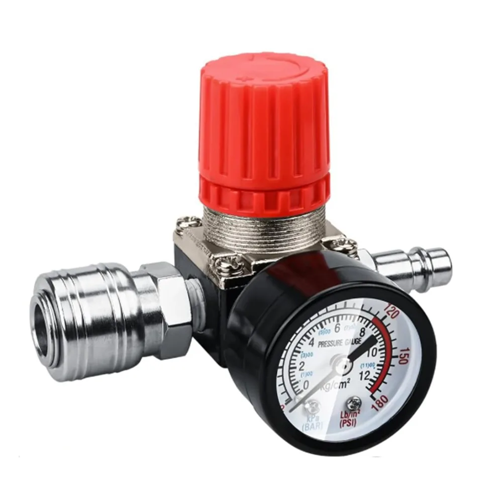 Efficient Air Pressure Regulator 1/4 Inch Valve with Gauge Suitable for Compressors and Various Pneumatic Applications
