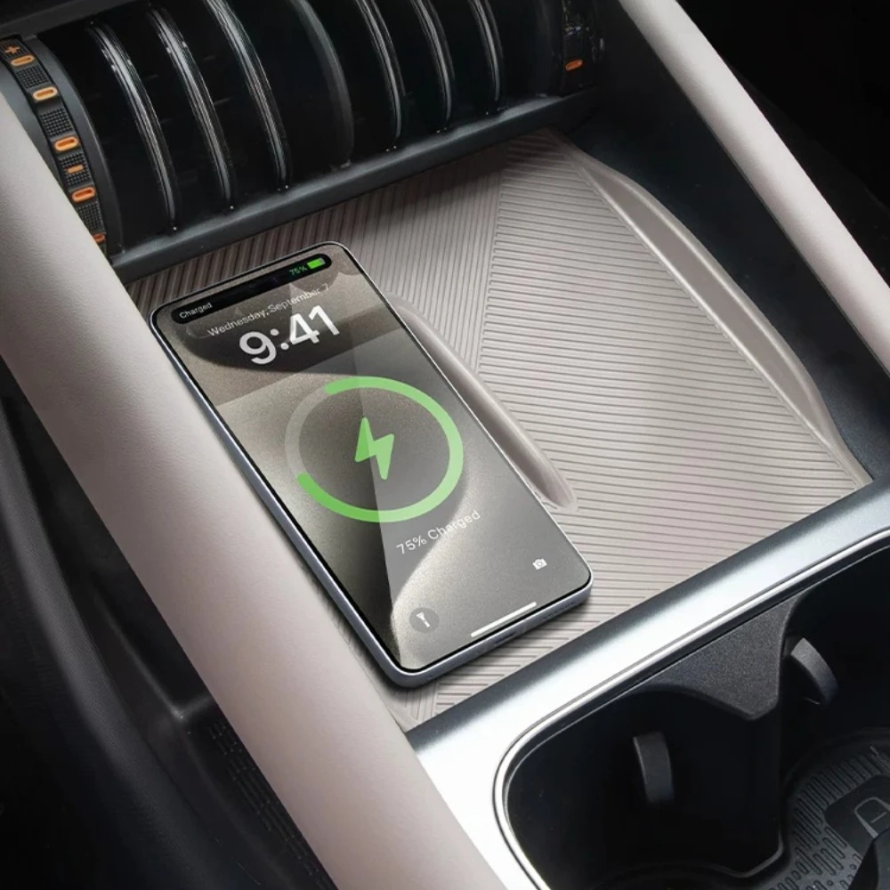 For BYD Atto 3 2025 Center Console Wireless Charging Silicone Pad Non-slip Mat Anti-scratch Interior Car Accessories