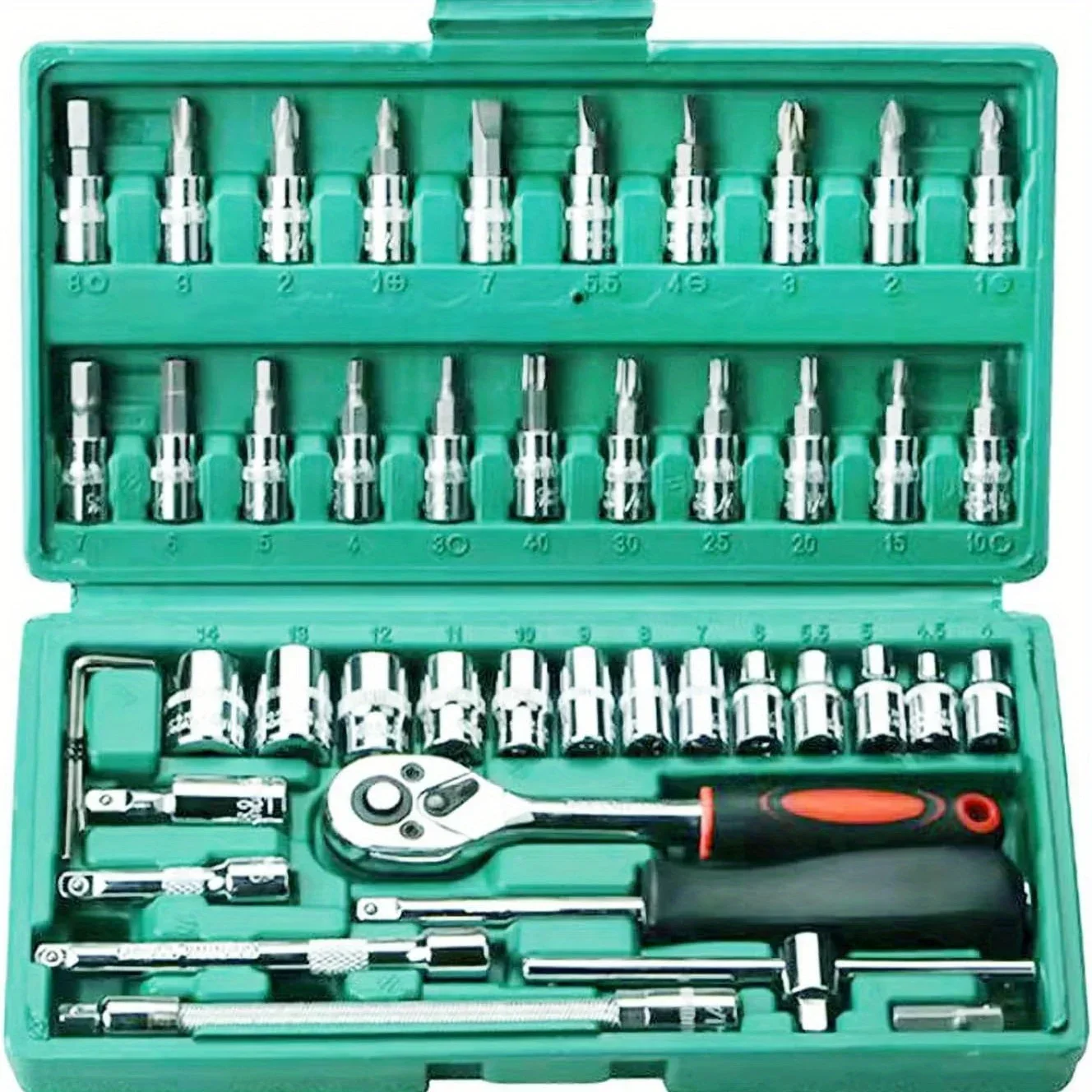 46pcs Spanner Socket Ratchet Wrench Set 1/4