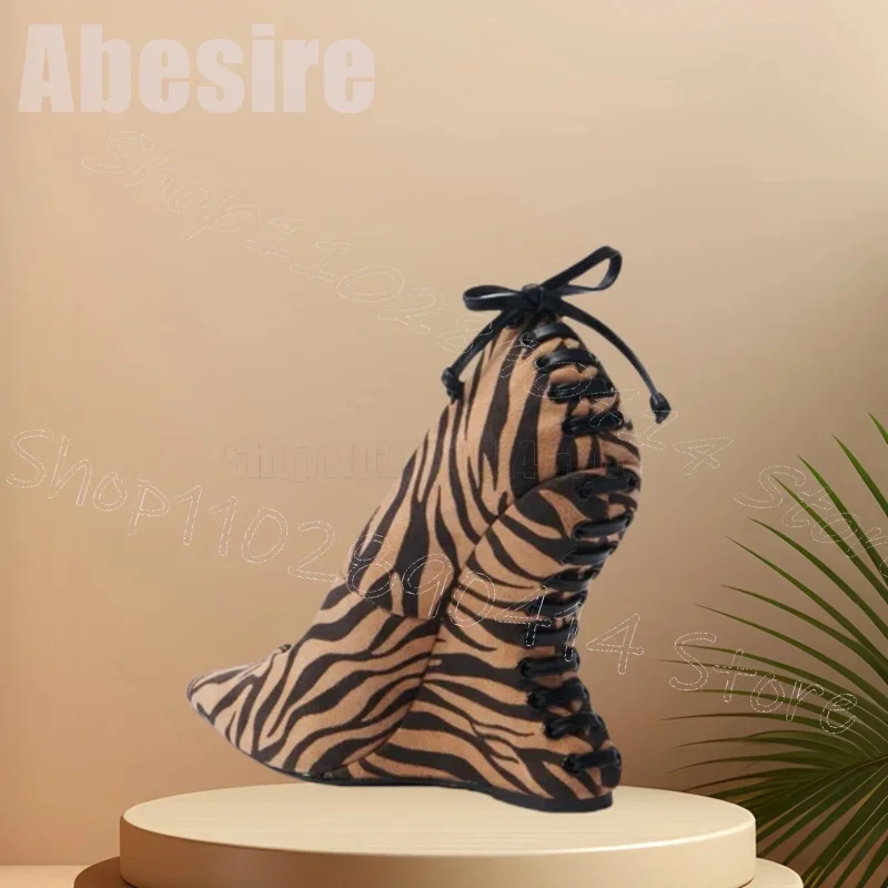 Zebra Print Strappy Strange Style Heels Pumps Slip On Women Shoes Pointed Toe Sexy Party Banquet Dating 2026 Zapatos Para Mujere
