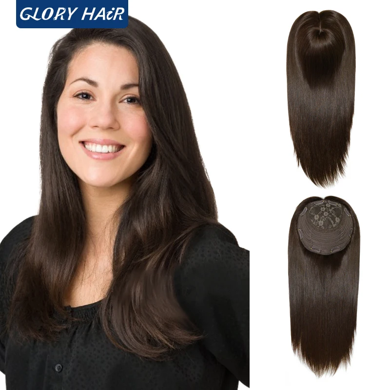 

Накладка для волос JP66 8x8 дюймов из натурального шелкового материала, 16 дюймов, прямые волосы, с заколками, высококачественная женская накладка для волос