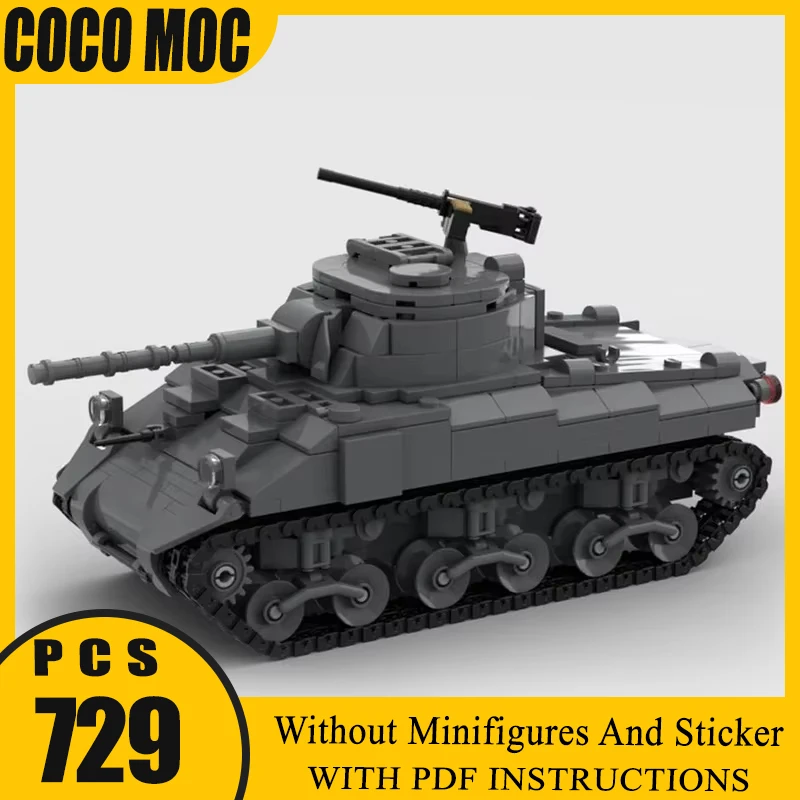 

Heavy M4 Sherman Tank Moc Building Bricks Military Model Technology Modular Blocks Gifts Toys For Children DIY Sets Assembly