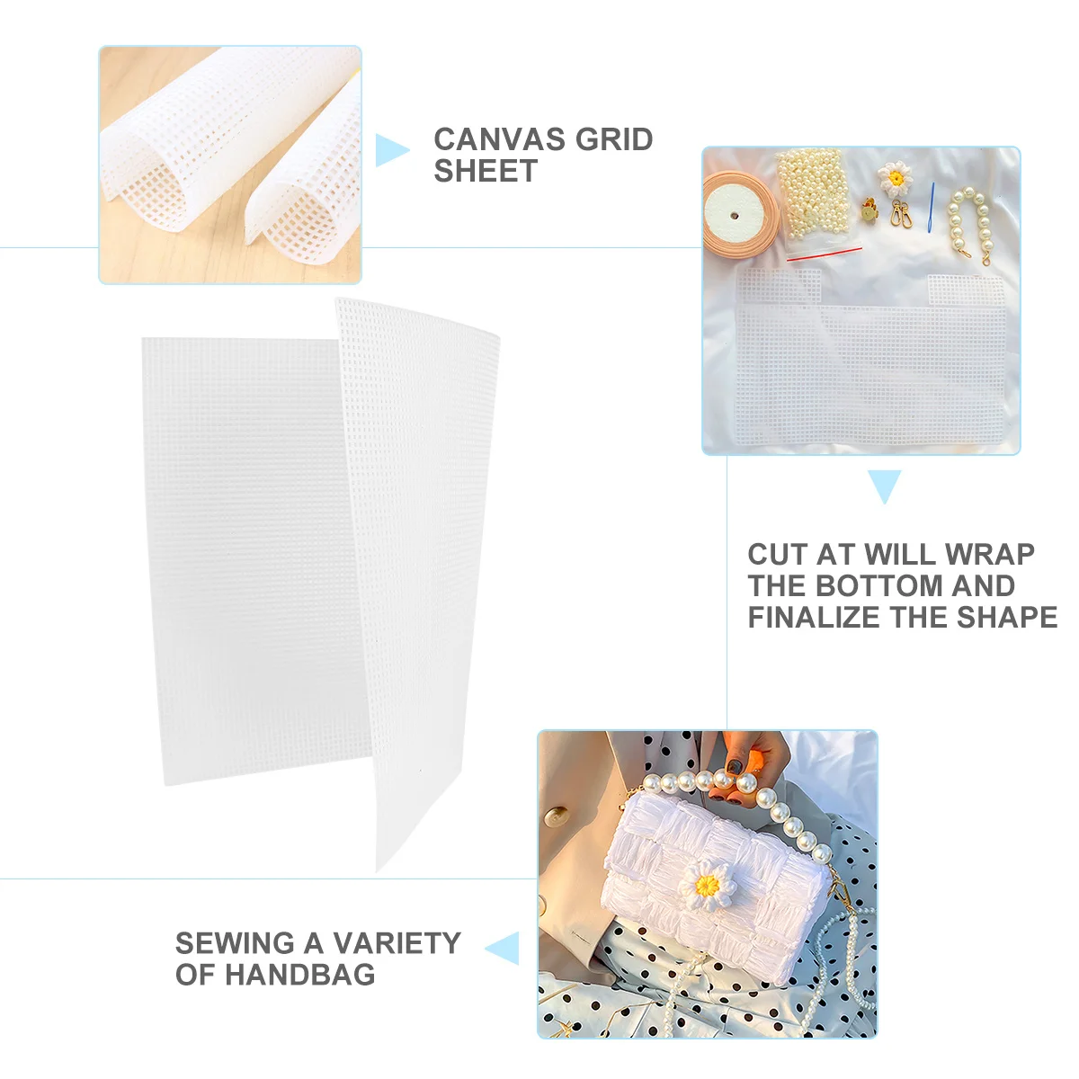 

3Pcs Mesh Plastic Canvas Sheets White Lightweight Smooth Surface DIY Cross Stitch Embroidery Needlepoint Crafting Coaster Pad