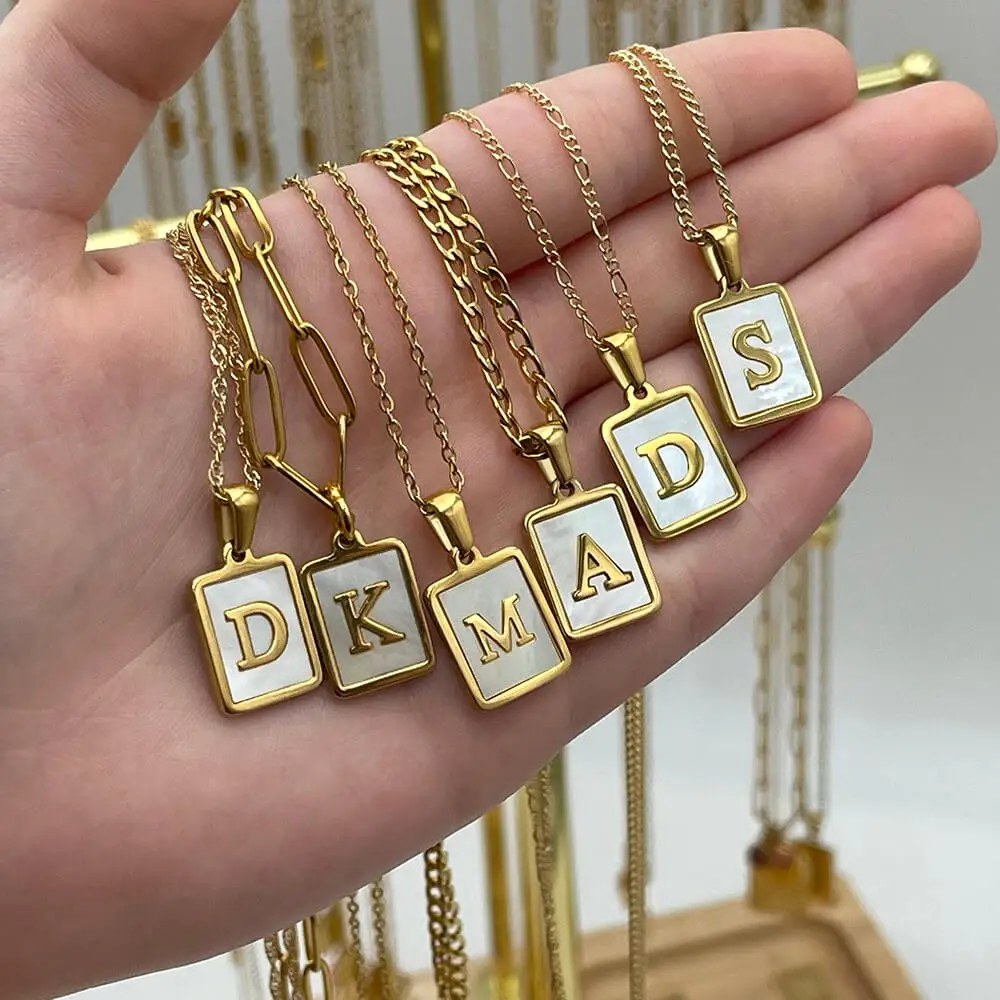 26Pcs/Lot Stainless Steel 18K Plated Letter Pendant Jewelry Mixed Wholesale Gold Color Initial Necklace for Women Men Bulk Sale