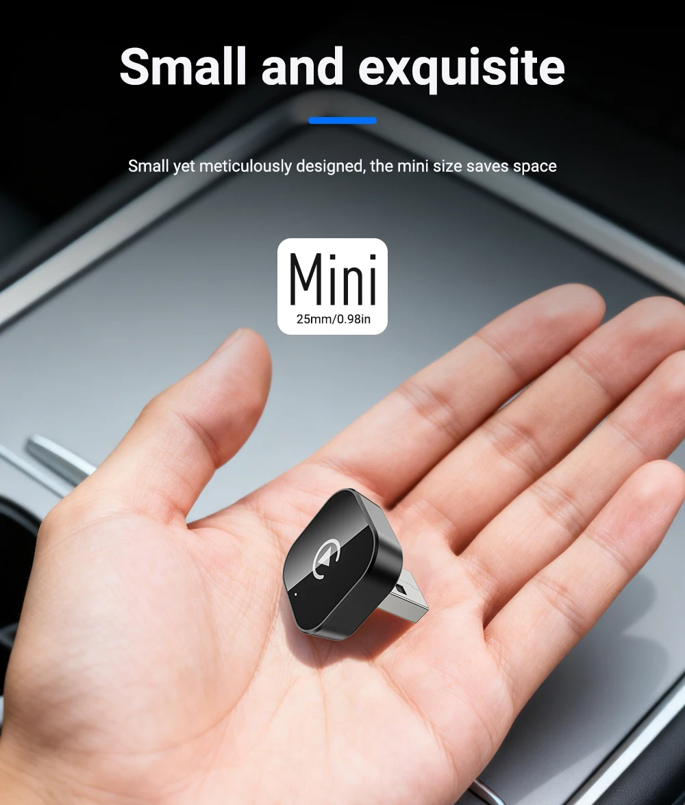 XUDA 2026 NEU Kabelgebunden zu Kabellos CarPlay&Android Auto 2-in-1 Mini-Adapter 5GHz WiFi5 für 99% Original Kabelgebundene CarPlay/Auto-Fahrzeuge – Detail 3