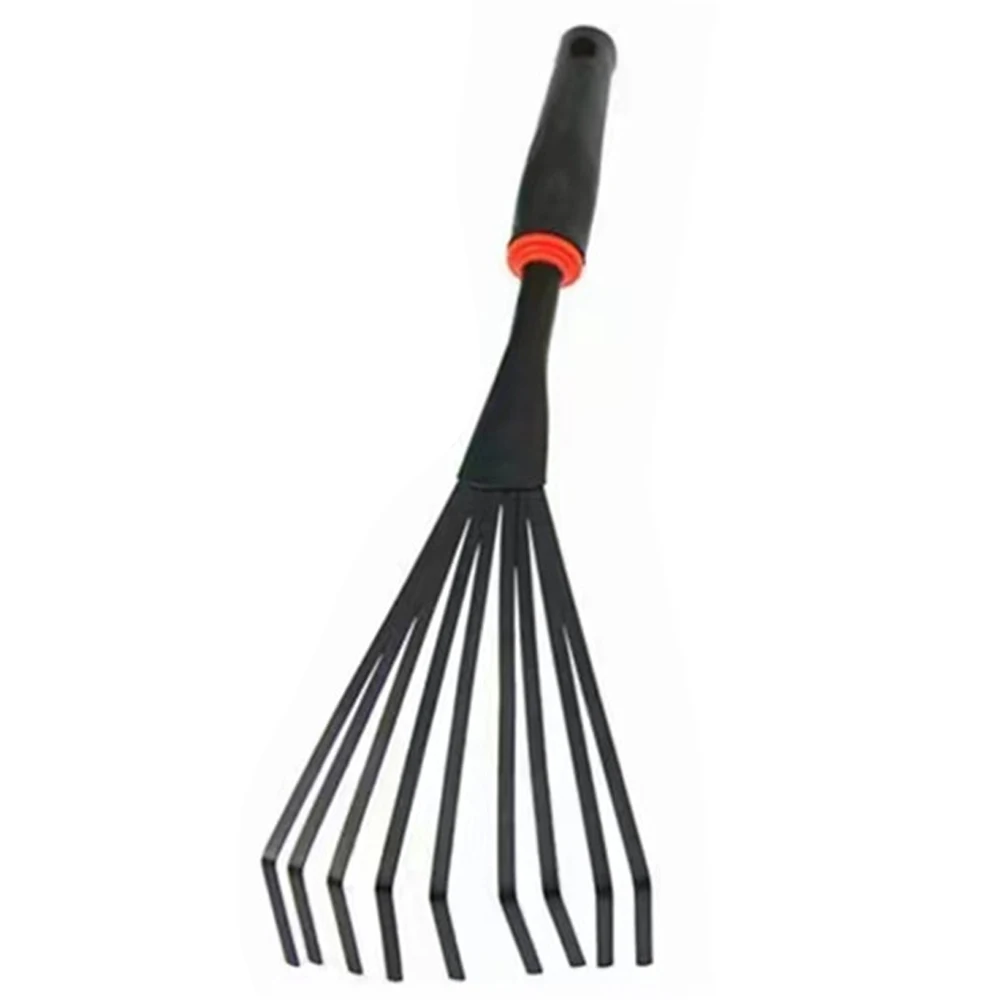 

Durable Rubber Handle Garden Strong Soil Loosening For Flower Beds Heavy Duty Leaf Compact Small Hand Rake For Planting Weeding