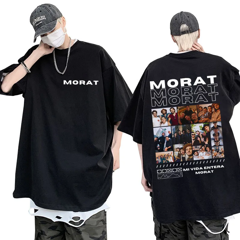 Singer Morat Band Double Sided Print T Shirts Men Women's Mi Vida Entera T-shirt Casual Oversized Fashion Y2k Tee Shirt Tops