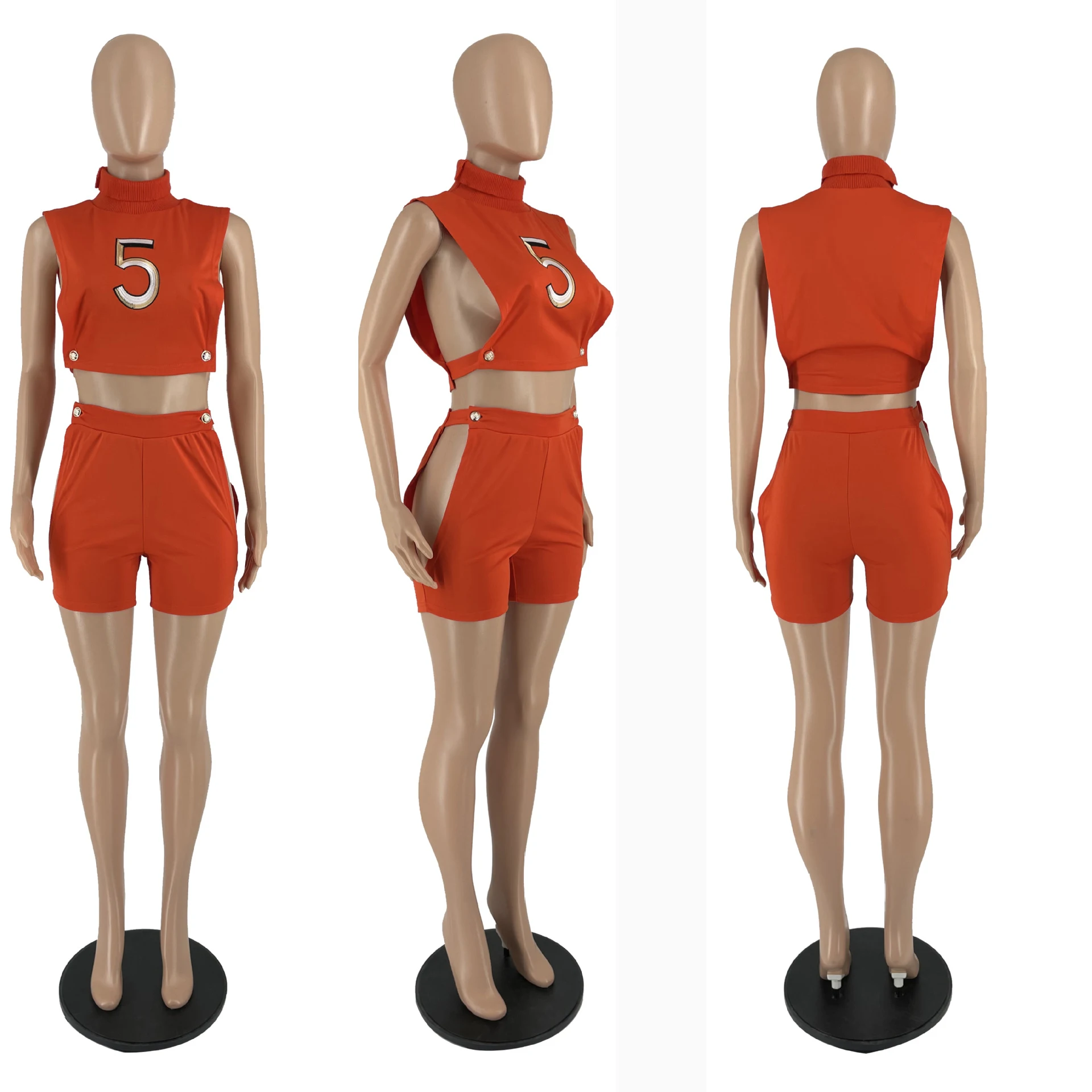 Fitness Summer Tracksuit Women Outfits Two Piece Sets Casual Letter Print Crop Tops Vest Bikers Shorts Joggerss Sport Sweat Suit