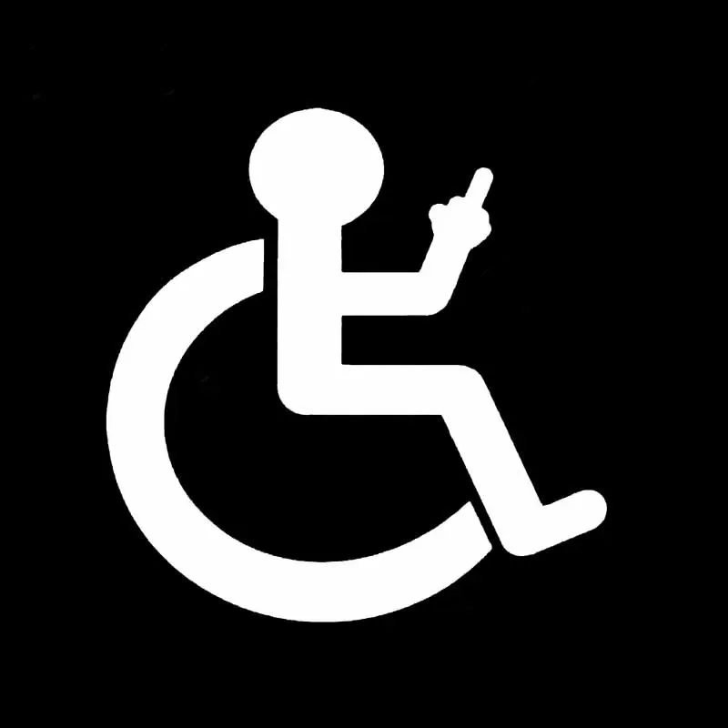 13*13cm Funny Wheelchair Middle Finger Vinyl Car Sticker, Personalized Creative Waterproof Sunproof PVC Decal