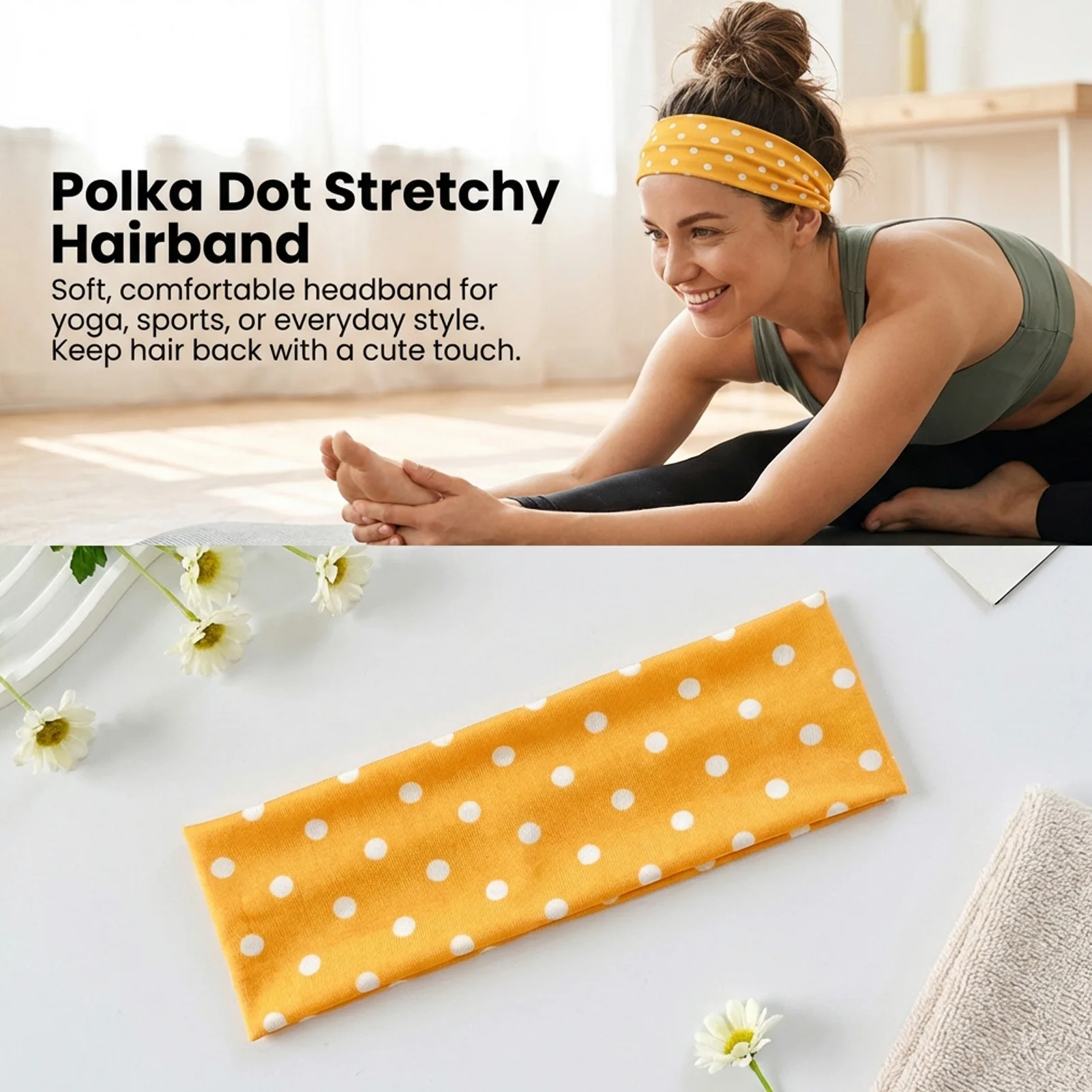 

Yoga Headband Polka Dot Pattern Elastic Sweat Absorbent Sports Fitness Blend Yoga Headband Hair Accessory For Running Gym Women