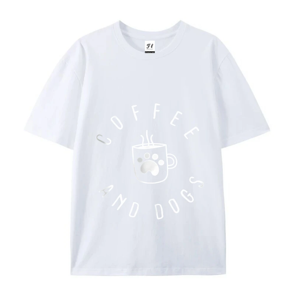 Damen-T-Shirt mit Kaffee-Hund-Grafikdruck, kurzärmelig, Rundhalsausschnitt, Passform, bequem, niedliche T-Shirts, T-Shirt, lässige, verspielte Design-Kleidung