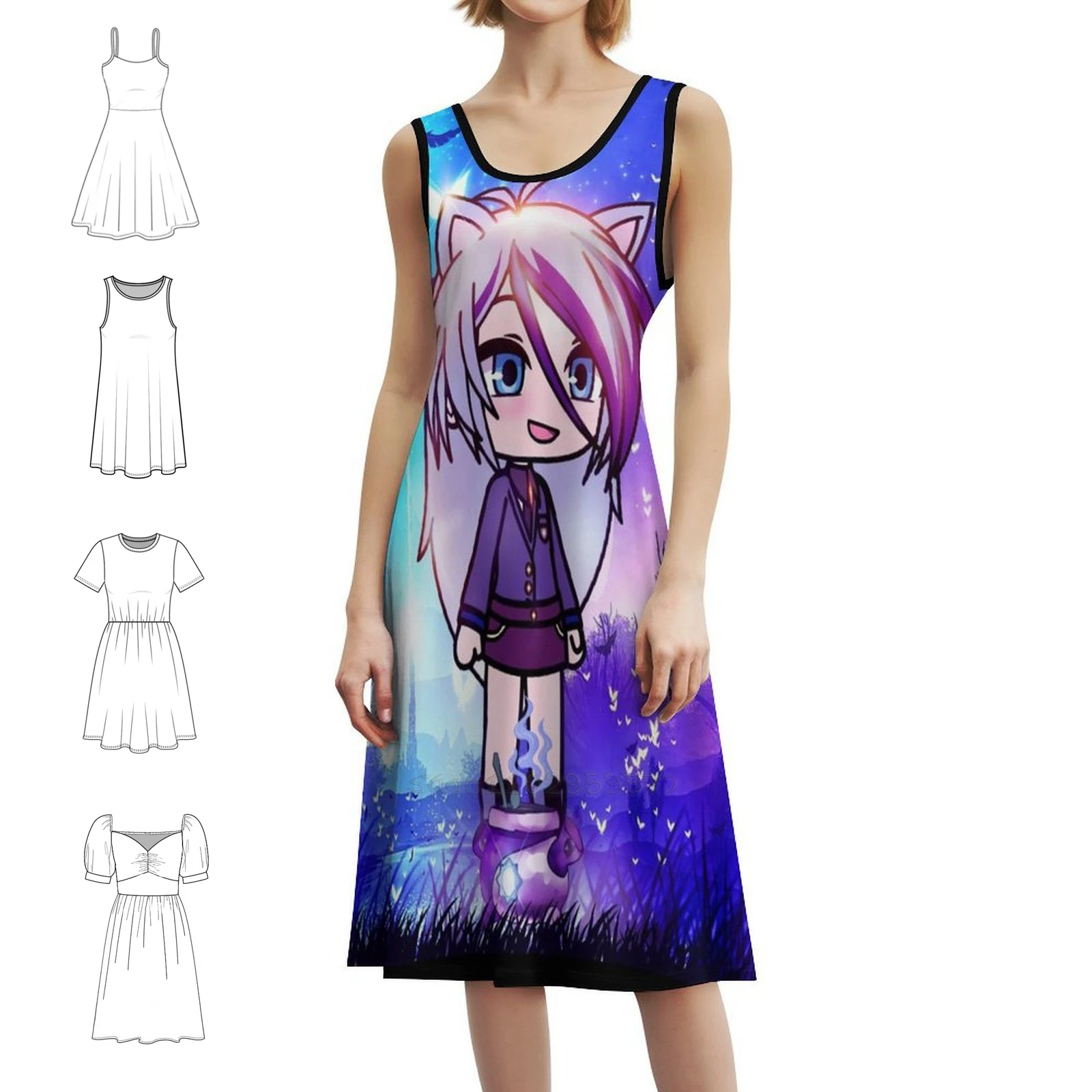 

Платье Gacha In The Magic Forest с вырезом в форме сердца, элегантное летнее праздничное платье для женщин, Gacha Gacha Life Studio, аниме Chibi