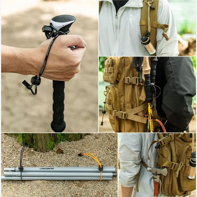 AFOURT-HIKEMAN Campingausrüstung 10-teilig Outdoor Wanderrucksack Elastische Kordel Befestigungsschnalle, Trekkingstöcke Verstellbare Halteschnalle – Detail 3