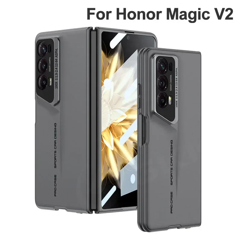 Style Shockproof Case For Honor Magic V2 With Screen Glass Protective Matte Hard PC Cover