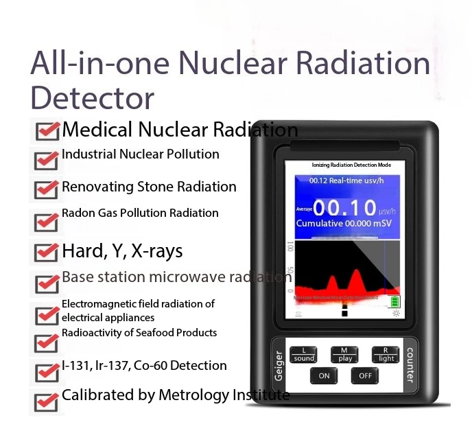 With Color Screen for Beta Gamma X-ray Personal Detection Tool XR-1 BR-9B Nuclear Radiation Dosimeter Geiger Counter