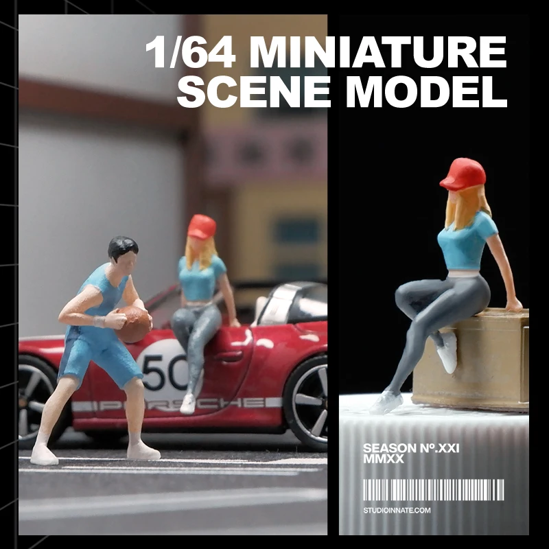 1/64 Miniature Figure Model Red Hat Trend Girl  3D Resin Printing Handpainted Miniature Scene Micro Creative Photography