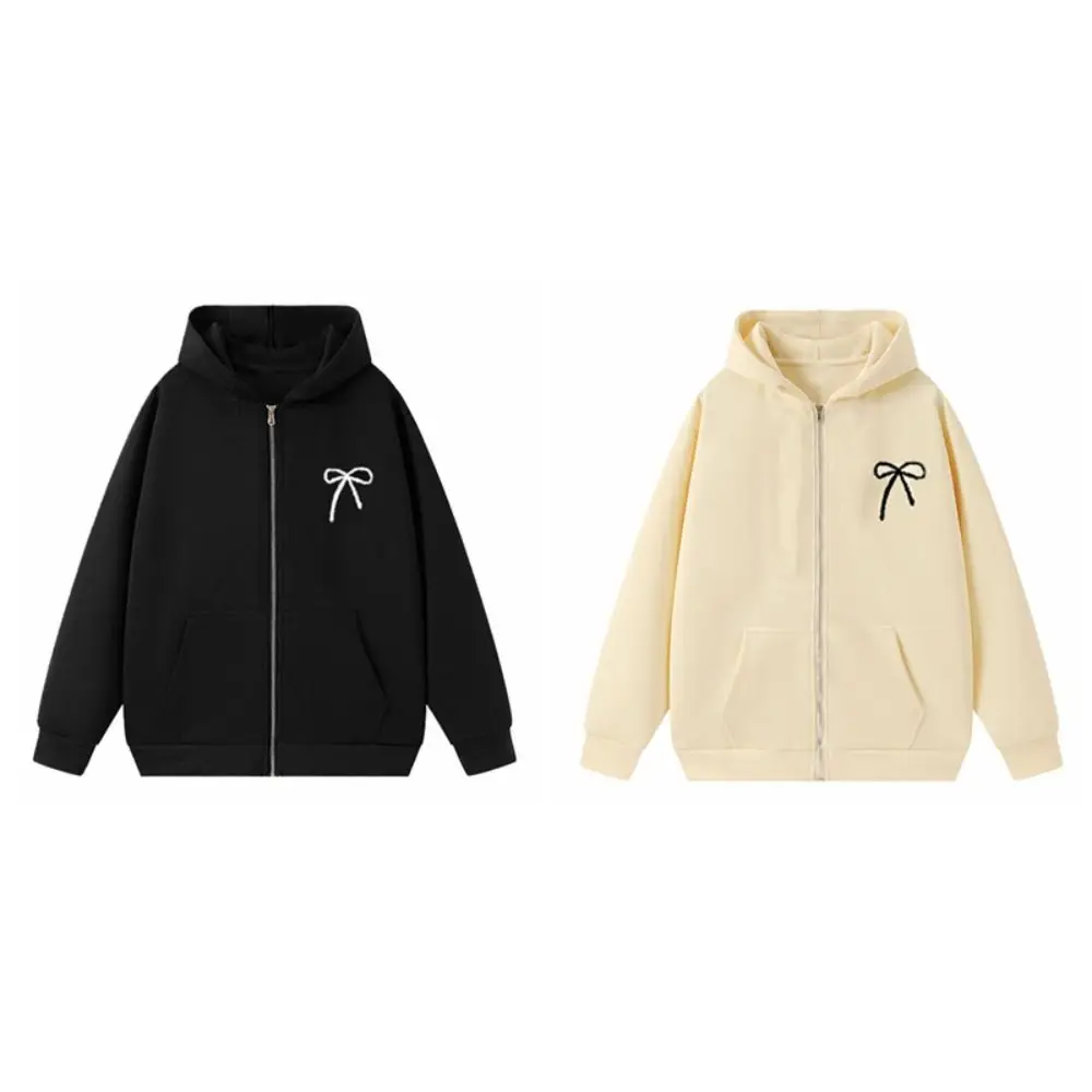 لينة الحلو القوس فتاة Bowknot هوديي الطفل طويلة الأكمام المراهقين الخريف هوديي معطف فضفاض Y2k معطف الفتيات الخريف الشتاء