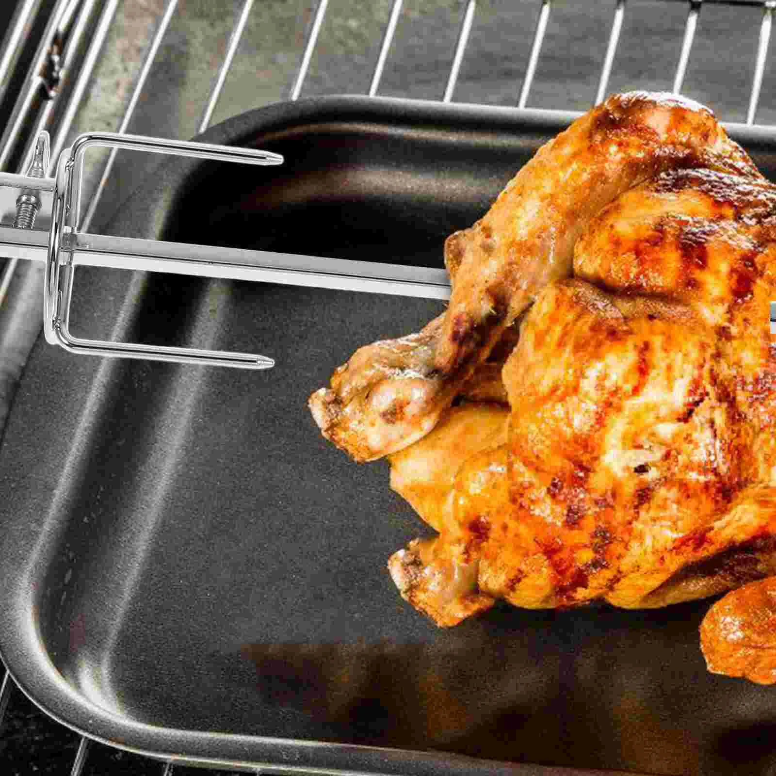 Oven Grill Roasting Rack Fish Meat Fork Round Spit Rod Air Fryer Accessories Kitchen Rotating Chicken Forks Accessory