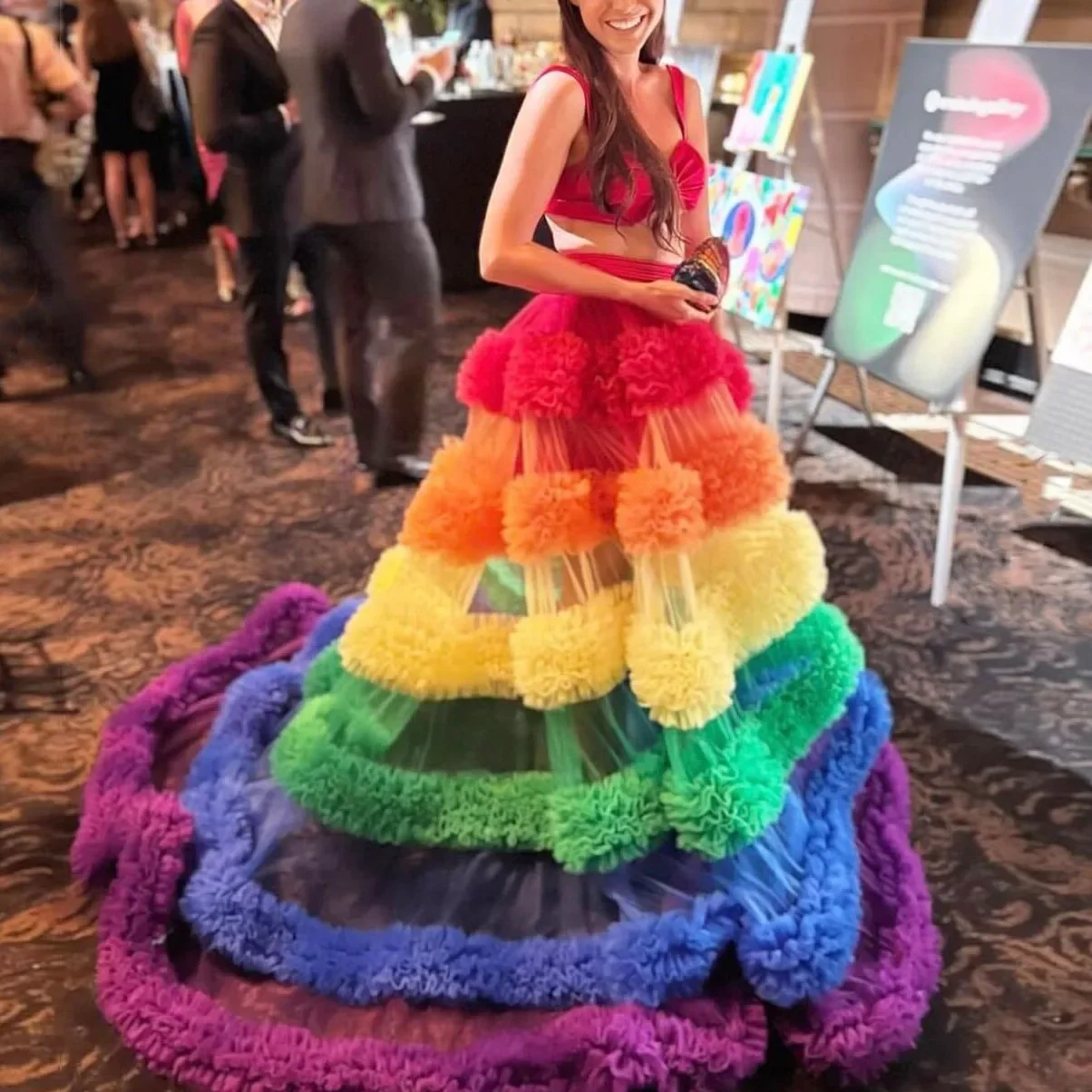 Multicolor Ruffle Tulle Skirts Colorful Candy Ball Gowns Long Prom Party Skirt Tier Upon Tier Wedding Overlay Skirt Custom Made