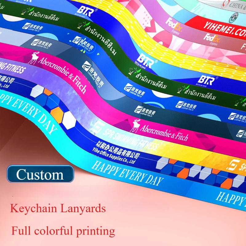 100PCS Thickened Lanyards Free Custom Logo Metal Hook Personalized Neck Hanging Rope for Card Holder Key Chain Strap