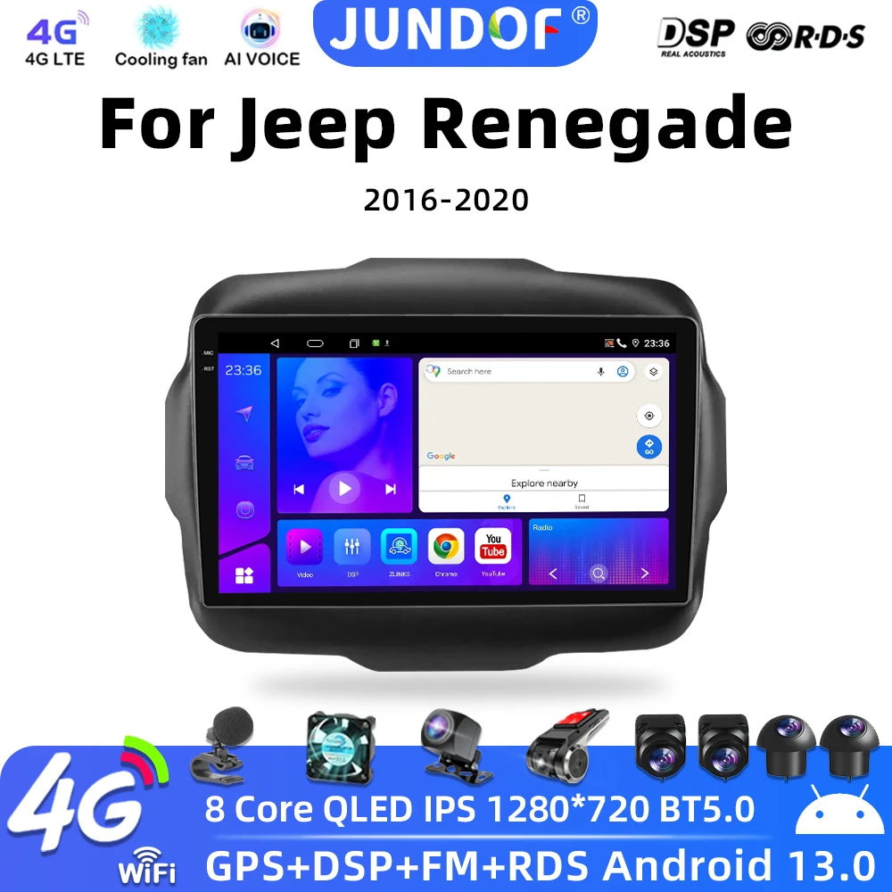 

Android 13 Carplay Auto For Jeep Renegade 2016 2017 2018 2019 2020 Car Radio Multimedia Video Player Navigation GPS 4G+WIFI GPS