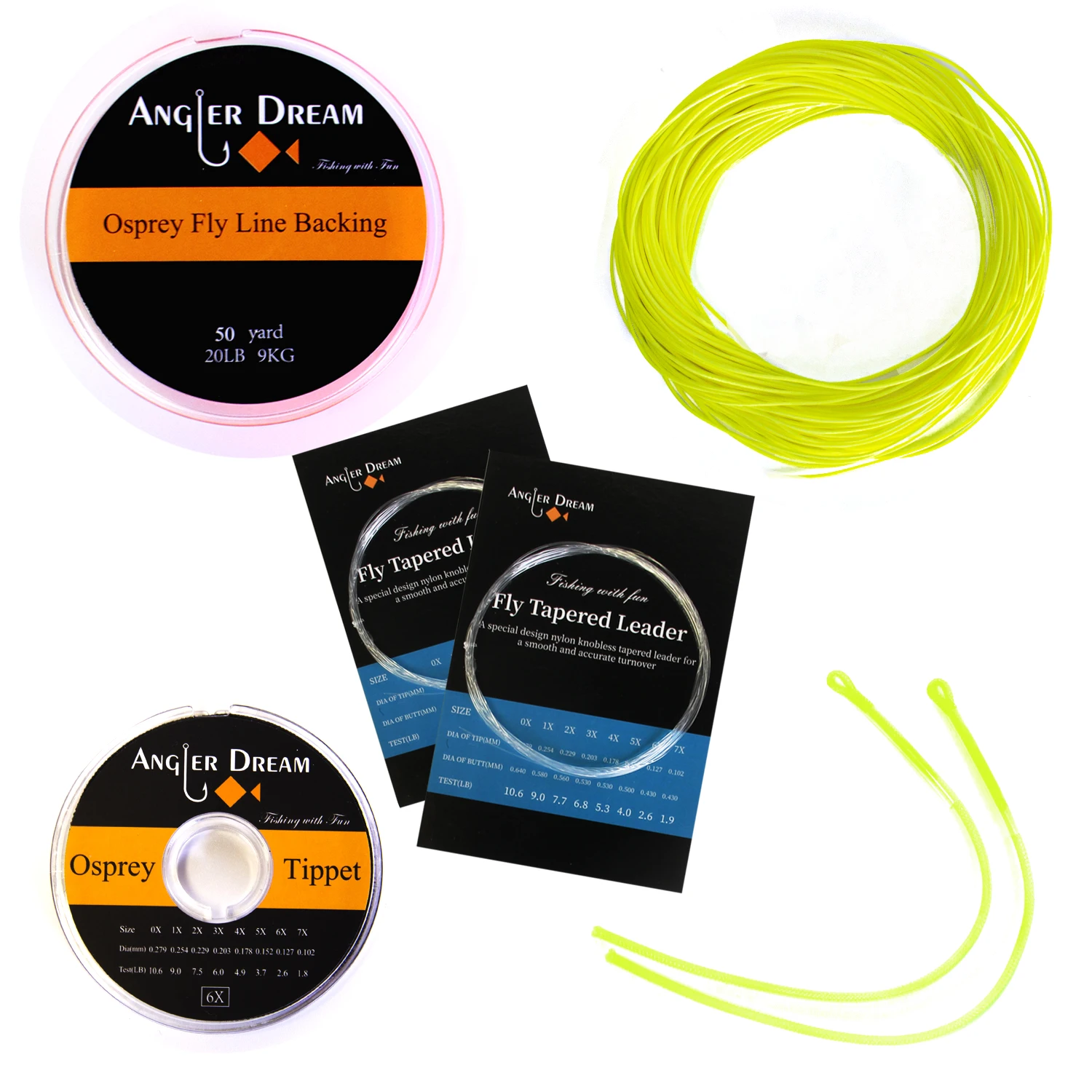 ANGLER DREAM Fishing Accessories Fly Fishing Line Combo For Fishing Rod Fly line with Backing Line Leader Tippet Stream Tools