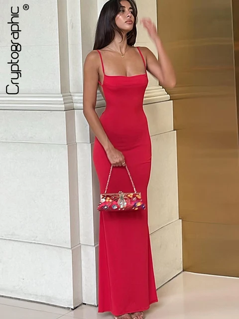 Kryptograficzne drapowane Sexy Backless bez rękawów Slip Maxi sukienka dla kobiet eleganckie lato Sundresses wakacje plaża Vestido ubrania
