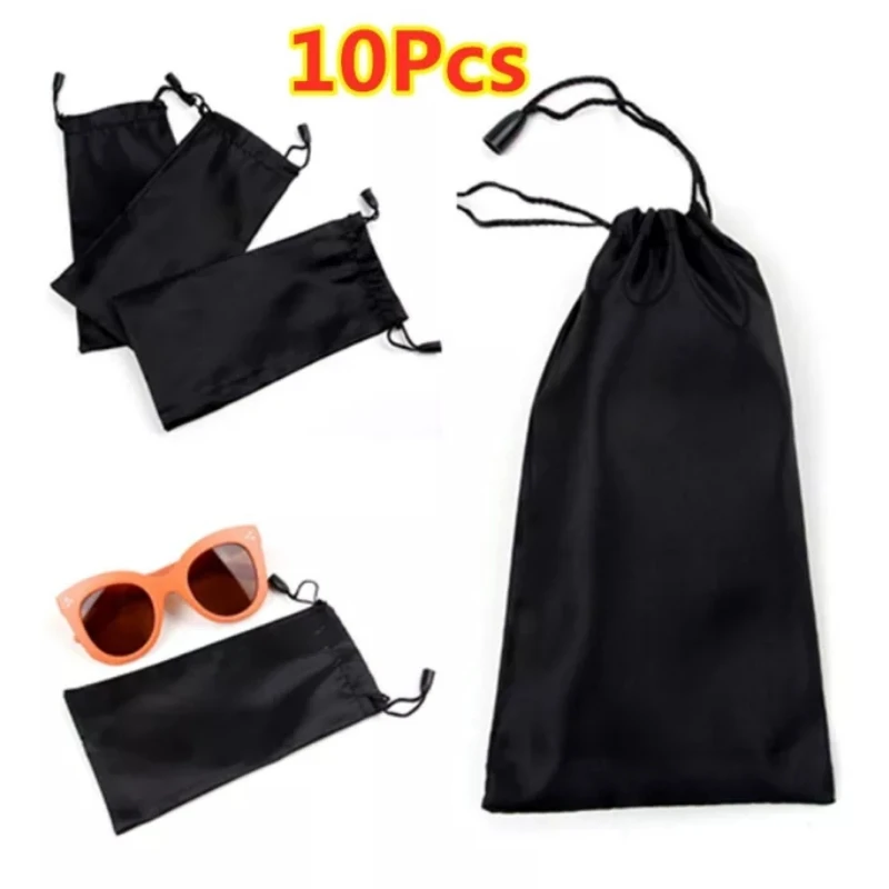 

10Pcs Black Waterproof Sunglasses Bag Drawstring Microfiber Dust Proof Pouch Pocket Glasses Carry Bag Portable Eyewear Container