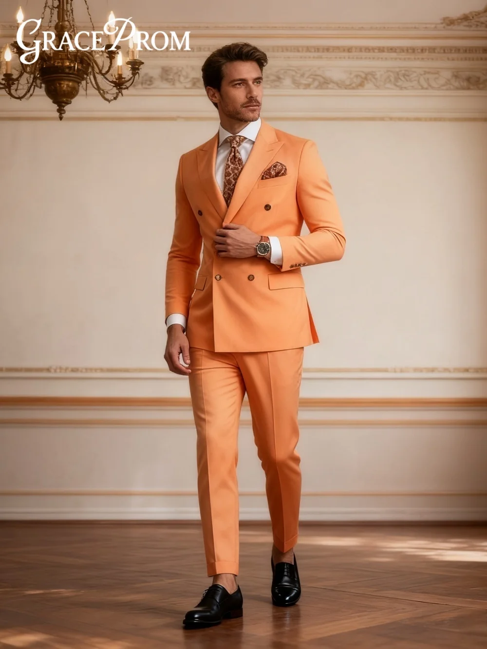 Formal Double-Breasted Men's Suit Set For Wedding Classic Business 2PCS Men's Suit Set Including Jacket Pants Customized - Image 2